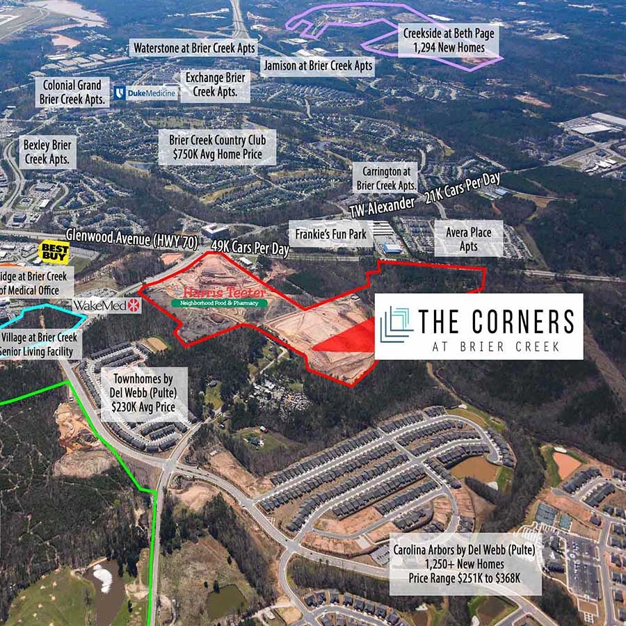the corners at brier creek raleigh durham retail for lease